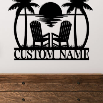 Intra απο ξύλο plywood 3mm-4mm πάχος - Προσαρμοσμένη μεταλλική πινακίδα Palm Tree Sunset Beach Δίασταση 3600x3600 cm INTRAFABR-119212251 - Image 3