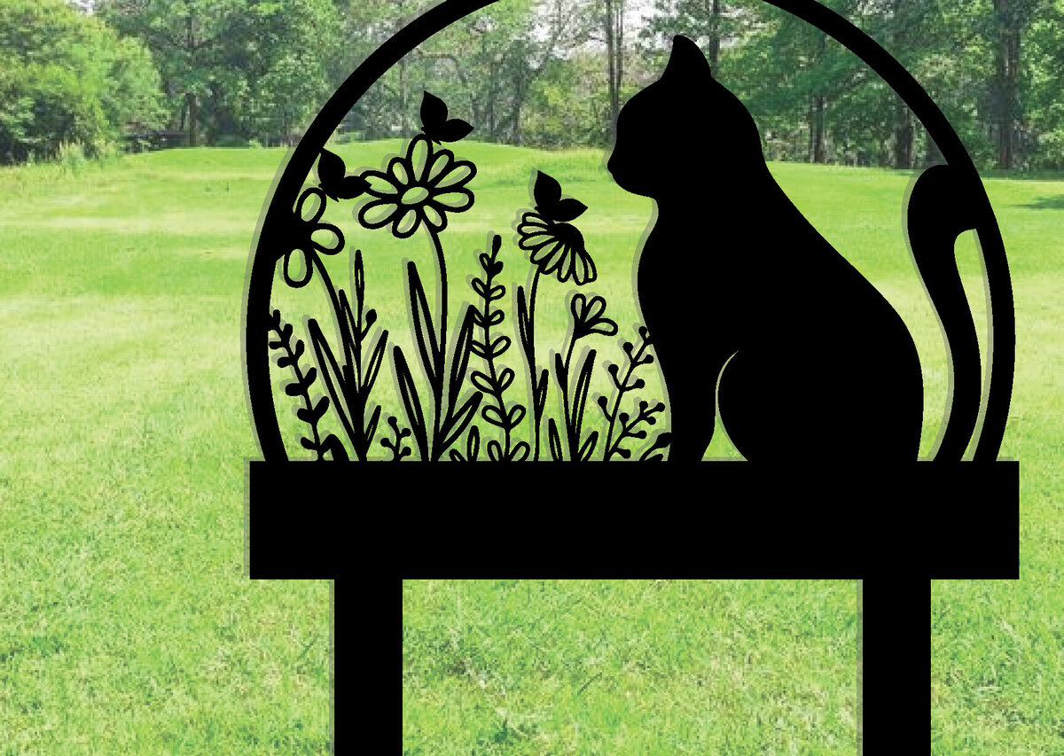 Intra απο ξύλο plywood 3mm-4mm πάχος - Προσαρμοσμένη μεταλλική πινακίδα Cat Garden με πασσάλους Δίασταση 3600x3600 cm INTRAFABR-106077359