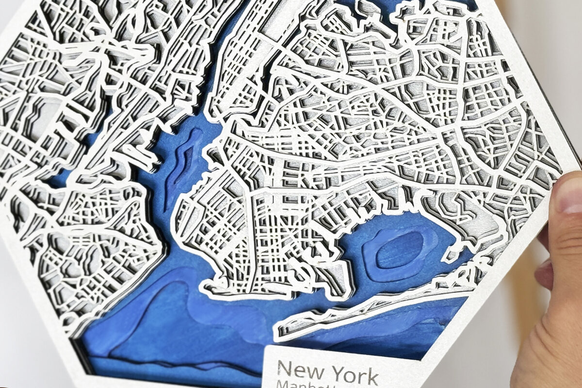 Intra απο ξύλο plywood 3mm-4mm πάχος - Προσαρμοσμένο πρότυπο χάρτη πόλης με χαραγμένο χάρτη Δίασταση 16x16 cm INTRAFABR-106699987