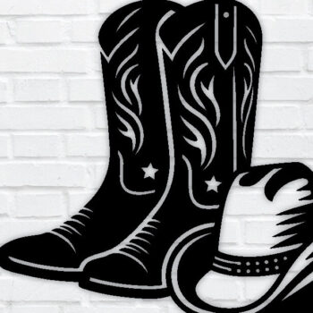 Intra απο ξύλο plywood 3mm-4mm πάχος - Προσαρμοσμένη μεταλλική πινακίδα για μπότες Cowboy & Cowgirl Δίασταση 3600x3600 cm INTRAFABR-97684230 - Image 1