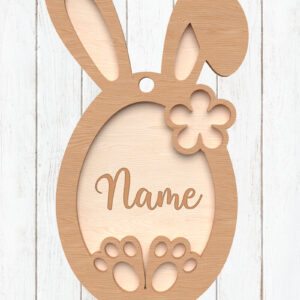 Intra απο ξύλο plywood 3mm-4mm πάχος - Προσαρμοσμένη ετικέτα ονόματος Πάσχα λαγουδάκι Δίασταση 6x6 cm INTRAFABR-114260171