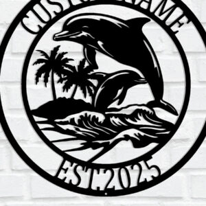 Intra απο ξύλο plywood 3mm-4mm πάχος - Προσαρμοσμένη μεταλλική επιγραφή Family Dolphin Δίασταση 3600x3600 cm INTRAFABR-114140489