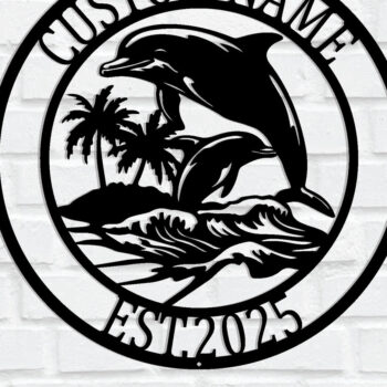 Intra απο ξύλο plywood 3mm-4mm πάχος - Προσαρμοσμένη μεταλλική επιγραφή Family Dolphin Δίασταση 3600x3600 cm INTRAFABR-114140489 - Image 1