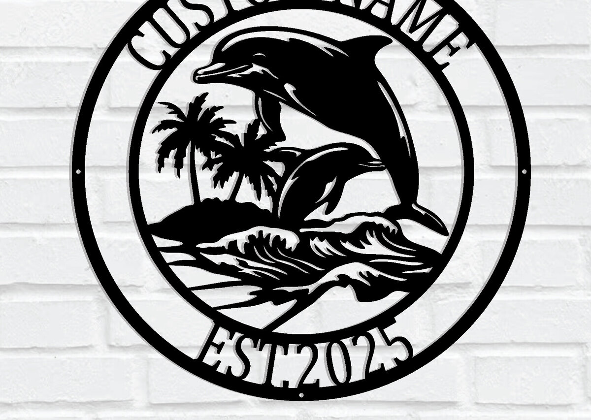 Intra απο ξύλο plywood 3mm-4mm πάχος - Προσαρμοσμένη μεταλλική επιγραφή Family Dolphin Δίασταση 3600x3600 cm INTRAFABR-114140489