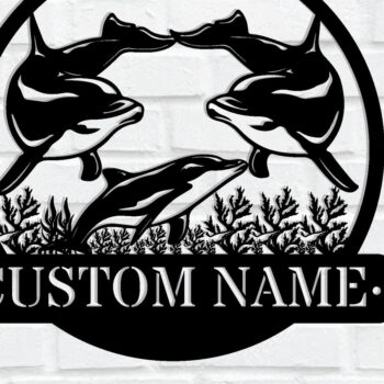 Intra απο ξύλο plywood 3mm-4mm πάχος - Προσαρμοσμένη μεταλλική επιγραφή Family Dolphin Δίασταση 3600x3600 cm INTRAFABR-114140479 - Image 1