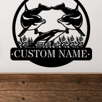 Intra απο ξύλο plywood 3mm-4mm πάχος - Προσαρμοσμένη μεταλλική επιγραφή Family Dolphin Δίασταση 3600x3600 cm INTRAFABR-114140479 - Image 2