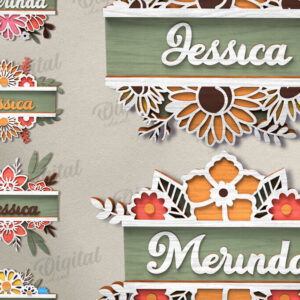 Intra απο ξύλο plywood 3mm-4mm πάχος - Πακέτο λέιζερ με φλοράλ επιγραφές πόρτας Δίασταση 30x20 cm INTRAFABR-120585061