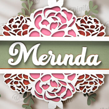 Intra απο ξύλο plywood 3mm-4mm πάχος - Πακέτο λέιζερ με φλοράλ επιγραφές πόρτας Δίασταση 30x20 cm INTRAFABR-120585061 - Image 5