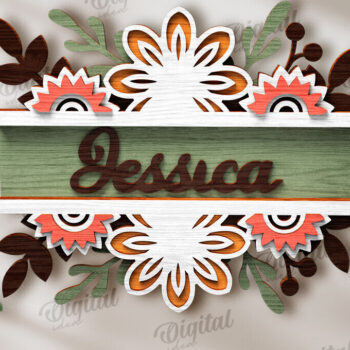 Intra απο ξύλο plywood 3mm-4mm πάχος - Πακέτο λέιζερ με φλοράλ επιγραφές πόρτας Δίασταση 30x20 cm INTRAFABR-120585061 - Image 8