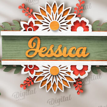 Intra απο ξύλο plywood 3mm-4mm πάχος - Πακέτο λέιζερ με φλοράλ επιγραφές πόρτας Δίασταση 30x20 cm INTRAFABR-120585061 - Image 9