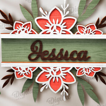 Intra απο ξύλο plywood 3mm-4mm πάχος - Πακέτο λέιζερ με φλοράλ επιγραφές πόρτας Δίασταση 30x20 cm INTRAFABR-120585061 - Image 10