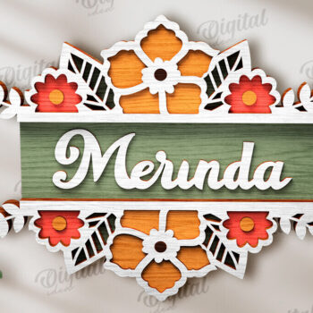 Intra απο ξύλο plywood 3mm-4mm πάχος - Πακέτο λέιζερ με φλοράλ επιγραφές πόρτας Δίασταση 30x20 cm INTRAFABR-120585061 - Image 11