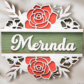 Intra απο ξύλο plywood 3mm-4mm πάχος - Πακέτο λέιζερ με φλοράλ επιγραφές πόρτας Δίασταση 30x20 cm INTRAFABR-120585061 - Image 13