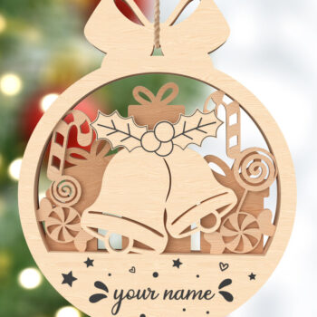 Intra απο ξύλο plywood 3mm-4mm πάχος - Χριστουγεννιάτικο στολίδι προσαρμοσμένης κοπής με λέιζερ  Δίασταση 6x6 cm INTRAFABR-106720669 - Image 6