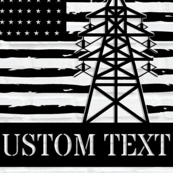 Intra απο ξύλο plywood 3mm-4mm πάχος - Custom Lineman USA Flag στρογγυλός μεταλλικός τοίχος Δίασταση 3600x3600 cm INTRAFABR-120516577 - Image 1