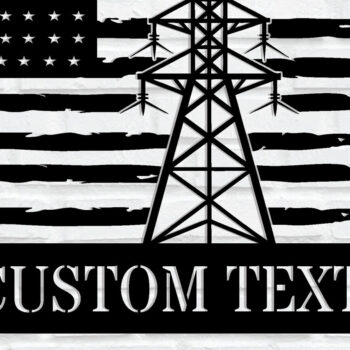 Intra απο ξύλο plywood 3mm-4mm πάχος - Custom Lineman USA Flag στρογγυλός μεταλλικός τοίχος Δίασταση 3600x3600 cm INTRAFABR-120516591 - Image 1