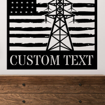 Intra απο ξύλο plywood 3mm-4mm πάχος - Custom Lineman USA Flag στρογγυλός μεταλλικός τοίχος Δίασταση 3600x3600 cm INTRAFABR-120516591 - Image 2