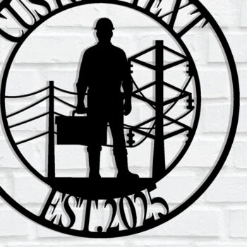 Intra απο ξύλο plywood 3mm-4mm πάχος - Custom Lineman USA Flag στρογγυλός μεταλλικός τοίχος Δίασταση 3600x3600 cm INTRAFABR-120516601 - Image 1