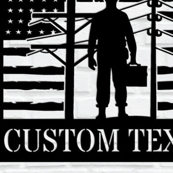 Intra απο ξύλο plywood 3mm-4mm πάχος - Custom Lineman USA Flag στρογγυλός μεταλλικός τοίχος Δίασταση 3600x3600 cm INTRAFABR-120516099 - Image 1