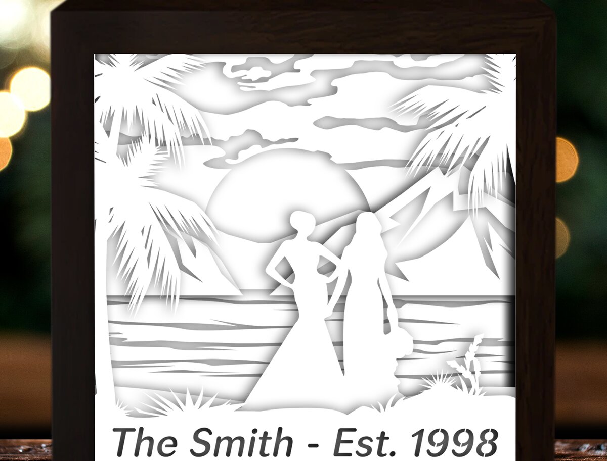 Intra απο ξύλο plywood 3mm-4mm πάχος - Προσαρμοσμένο Όνομα και Έτος Ζευγάρι Δίασταση 20x20 cm INTRAFABR-28000549