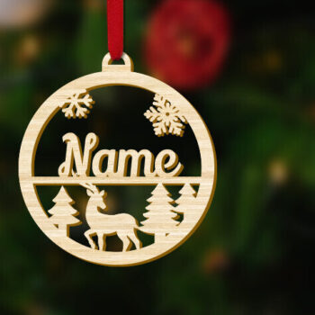 Intra απο ξύλο plywood 3mm-4mm πάχος - Προσαρμοσμένο όνομα Χριστουγεννιάτικη διακόσμηση με ελάφια Δίασταση 1x4 cm INTRAFABR-85634951 - Image 1