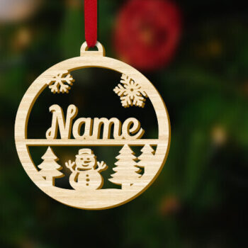 Intra απο ξύλο plywood 3mm-4mm πάχος - Προσαρμοσμένο όνομα Χριστουγεννιάτικη διακόσμηση με χιονάνθρωπο Δίασταση 1x4 cm INTRAFABR-85634400 - Image 1