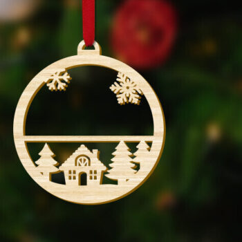 Intra απο ξύλο plywood 3mm-4mm πάχος - Χριστουγεννιάτικο στολίδι με προσαρμοσμένο όνομα με καλύβα Δίασταση 1x4 cm INTRAFABR-85633730 - Image 2