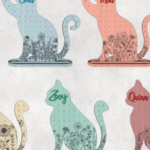 Intra απο ξύλο plywood 3mm-4mm πάχος - Στάση σκουλαρικιών λουλουδιών γάτας με προσαρμοσμένο όνομα Δίασταση 20x20 cm INTRAFABR-28640845