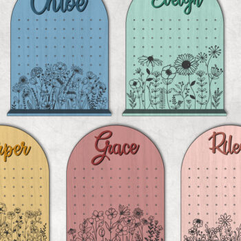 Intra απο ξύλο plywood 3mm-4mm πάχος - Στάση σκουλαρικιών με όνομα Flowers Δίασταση 20x20 cm INTRAFABR-28526697 - Image 1