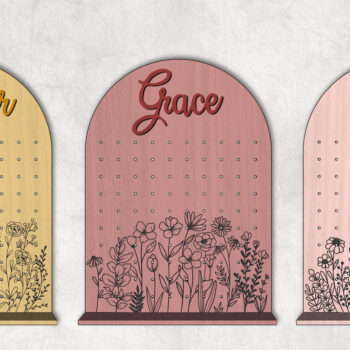 Intra απο ξύλο plywood 3mm-4mm πάχος - Στάση σκουλαρικιών με όνομα Flowers Δίασταση 20x20 cm INTRAFABR-28526697 - Image 3