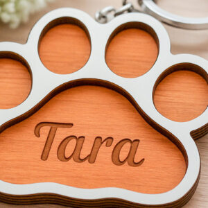 Intra απο ξύλο plywood 3mm-4mm πάχος - Προσαρμοσμένη μπρελόκ εκτύπωσης ποδιών για κατοικίδια  Δίασταση 4x4 cm INTRAFABR-121334607