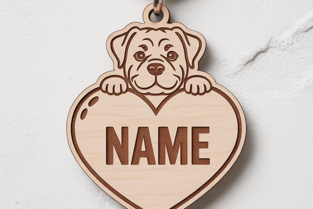 Intra απο ξύλο plywood 3mm-4mm πάχος - Προσαρμοσμένο μπρελόκ Rottweiler Heart Δίασταση 4x4 cm INTRAFABR-122244594