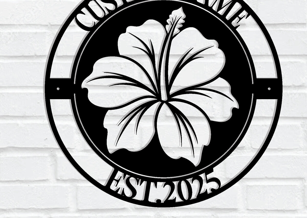 Intra απο ξύλο plywood 3mm-4mm πάχος - Προσαρμοσμένη μεταλλική πινακίδα Tropical Hibiscus Δίασταση 3600x3600 cm INTRAFABR-114812131