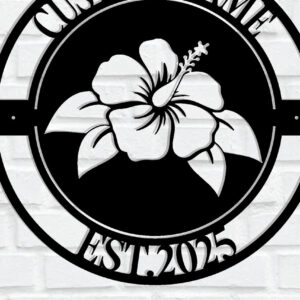 Intra απο ξύλο plywood 3mm-4mm πάχος - Προσαρμοσμένη μεταλλική πινακίδα Tropical Hibiscus Δίασταση 3600x3600 cm INTRAFABR-114812129