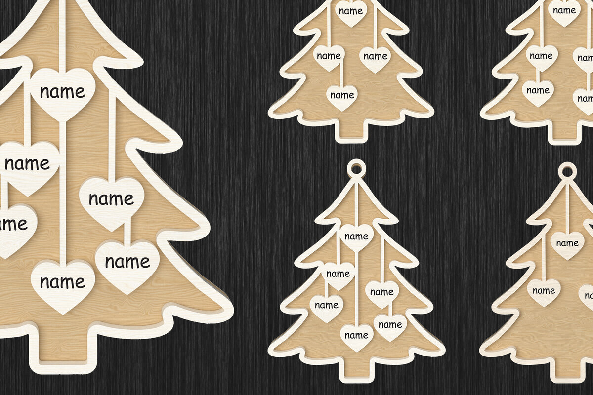 Intra απο ξύλο plywood 3mm-4mm πάχος - Προσαρμόσιμο οικογενειακό χριστουγεννιάτικο στολίδι Δίασταση 6x6 cm INTRAFABR-109448863