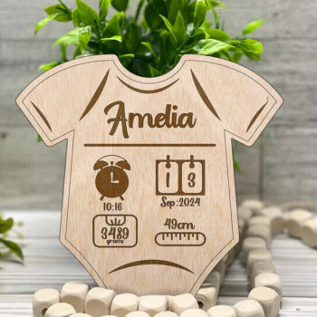 Intra απο ξύλο plywood 3mm-4mm πάχος - Προσαρμοσμένα Στατιστικά Ανακοινώσεων Γέννησης Μωρού Δίασταση 20x20 cm INTRAFABR-118661795 - Image 2