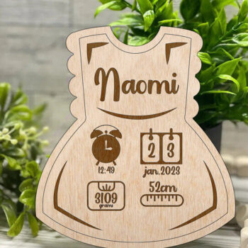 Intra απο ξύλο plywood 3mm-4mm πάχος - Προσαρμοσμένα Στατιστικά Ανακοινώσεων Γέννησης Μωρού Δίασταση 20x20 cm INTRAFABR-118661795 - Image 3