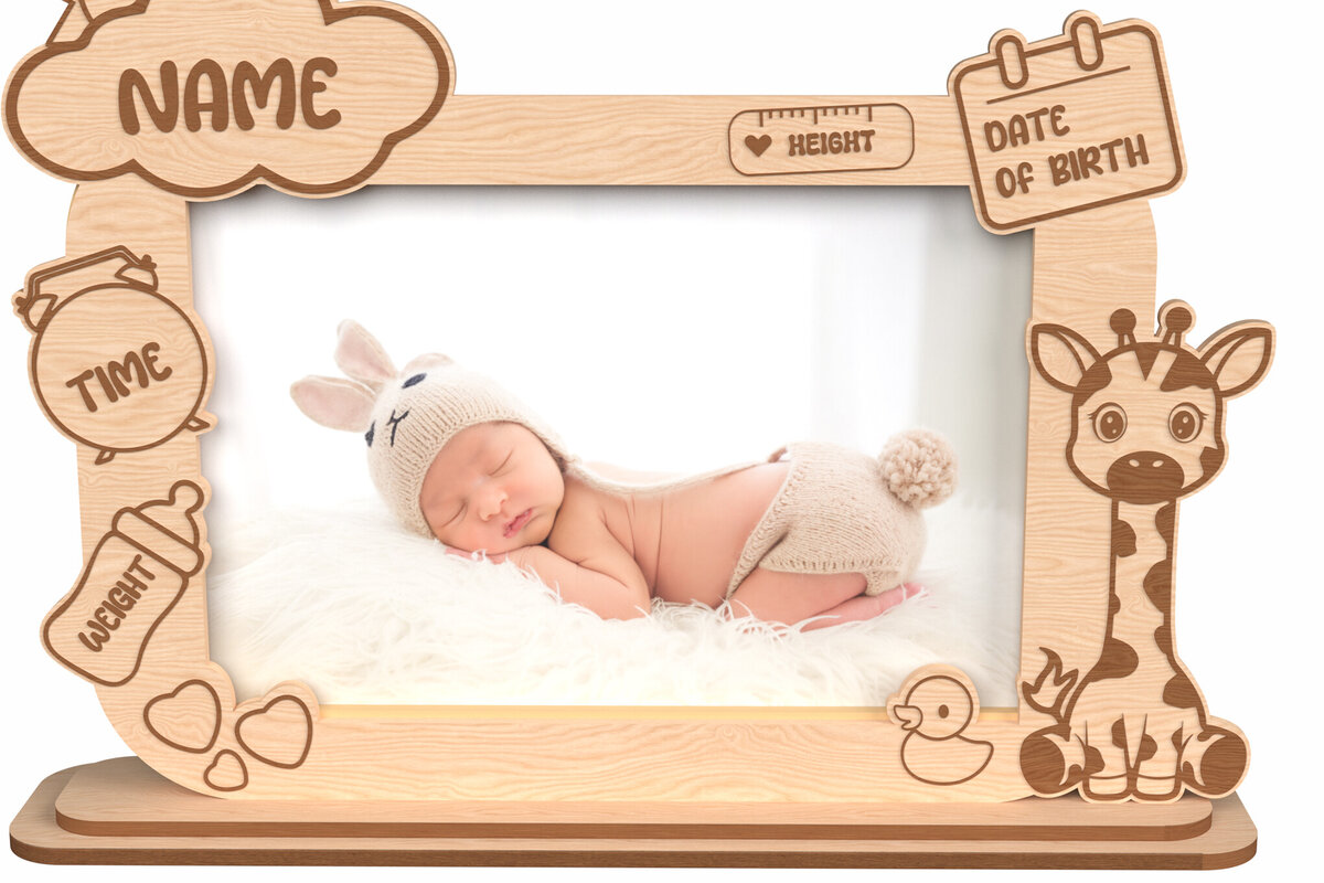 Intra απο ξύλο plywood 3mm-4mm πάχος - Προσαρμοσμένη κορνίζα μωρών  Δίασταση 20x25 cm INTRAFABR-116770589