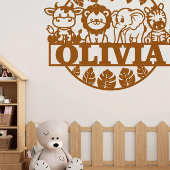 Intra απο ξύλο plywood 3mm-4mm πάχος - Προσαρμοσμένη πινακίδα ονόματος χαριτωμένων ζώων σαφάρι Δίασταση 6x6 cm INTRAFABR-119003585 - Image 1