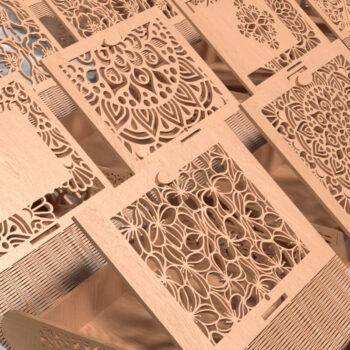 Intra απο ξύλο plywood 3mm-4mm πάχος - Κομμένο Ξύλινο Κουτί Δέσμη - 14 Μοναδικά Σχέδια Δίασταση 30x30 cm INTRAFABR-118221651 - Image 2