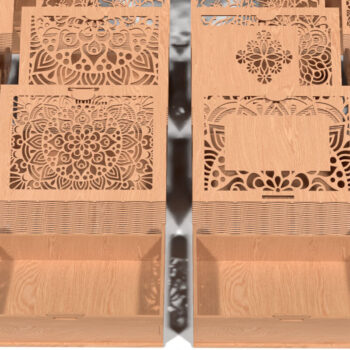 Intra απο ξύλο plywood 3mm-4mm πάχος - Κομμένο Ξύλινο Κουτί Δέσμη - 14 Μοναδικά Σχέδια Δίασταση 30x30 cm INTRAFABR-118221651 - Image 3