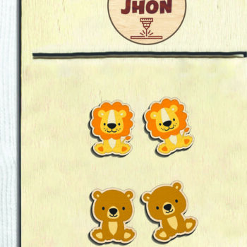 Intra απο ξύλο plywood 3mm-4mm πάχος - Cute Animal Stud Earrings -Break Jhon Δίασταση 3x3 cm INTRAFABR-94959134 - Image 4