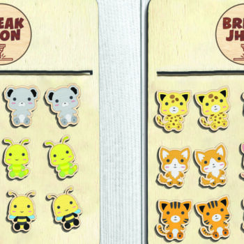 Intra απο ξύλο plywood 3mm-4mm πάχος - Cute Animal Stud Earrings -Break Jhon Δίασταση 3x3 cm INTRAFABR-94959171 - Image 1