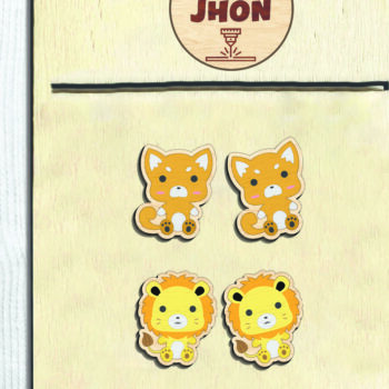 Intra απο ξύλο plywood 3mm-4mm πάχος - Cute Animal Stud Earrings -Break Jhon Δίασταση 3x3 cm INTRAFABR-94959171 - Image 3