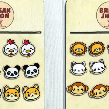 Intra απο ξύλο plywood 3mm-4mm πάχος - Cute Animal Stud Earrings -Break Jhon Δίασταση 3x3 cm INTRAFABR-94958857 - Image 1