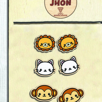 Intra απο ξύλο plywood 3mm-4mm πάχος - Cute Animal Stud Earrings -Break Jhon Δίασταση 3x3 cm INTRAFABR-94958857 - Image 4