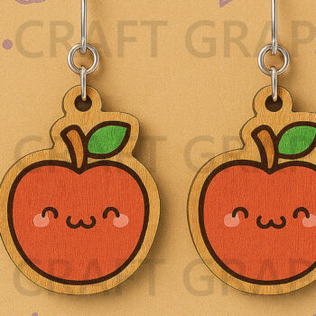 Intra απο ξύλο plywood 3mm-4mm πάχος - Χαριτωμένα σκουλαρίκια Apple σχέδιο Δίασταση 3x3 cm INTRAFABR-125208543 - Image 1