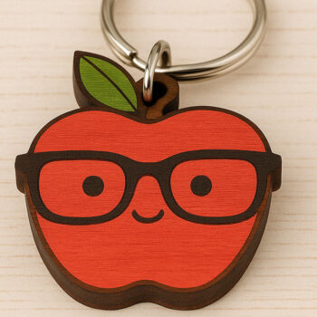 Intra απο ξύλο plywood 3mm-4mm πάχος - Cute Apple Teacher Μπρελόκ με λέιζερ Δίασταση 4x4 cm INTRAFABR-120897204 - Image 1