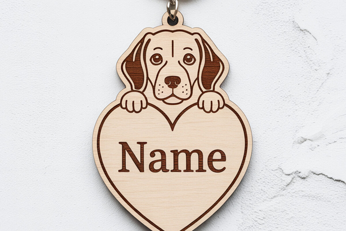 Intra απο ξύλο plywood 3mm-4mm πάχος - Cute Beagle Heart Keychain  Δίασταση 4x4 cm INTRAFABR-122244767