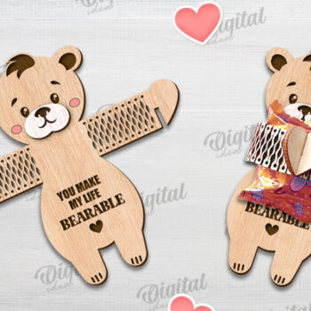 Intra απο ξύλο plywood 3mm-4mm πάχος - Cute Bear Candy Holder Cut Laser Δίασταση 30x20 cm INTRAFABR-115694918 - Image 1